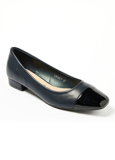 Ballerines chic bi matière petit talon Marine