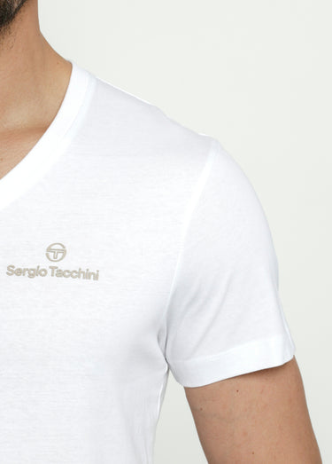 T-shirt homme col V à manches longues Blanc