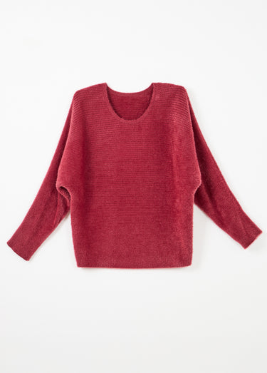 Pull côtelé col rond sans emmanchures boîte Bordeaux