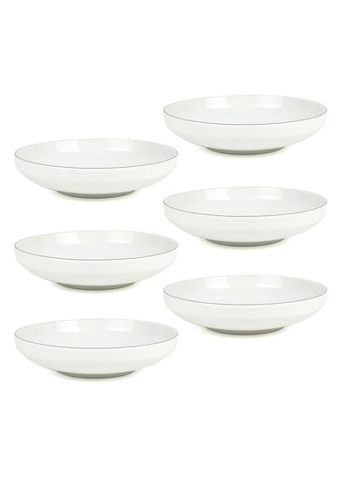 6 assiettes creuses Sélène, argenté Gris