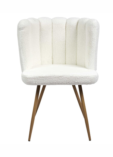 Set 2 Chaises bouclette ARIEL, pieds bois Blanc