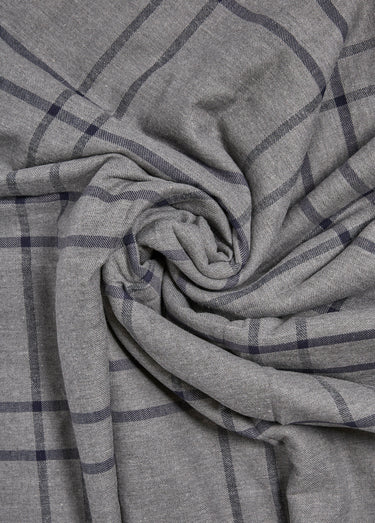 Coupon tissu en coton gratté, Glasgow Carreaux Gris