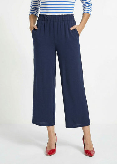 Pantalon large fluide en crêpe Marine
