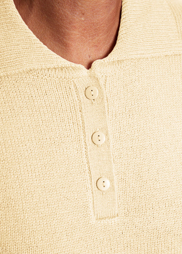 Pull col polo maille épaisse Ecru