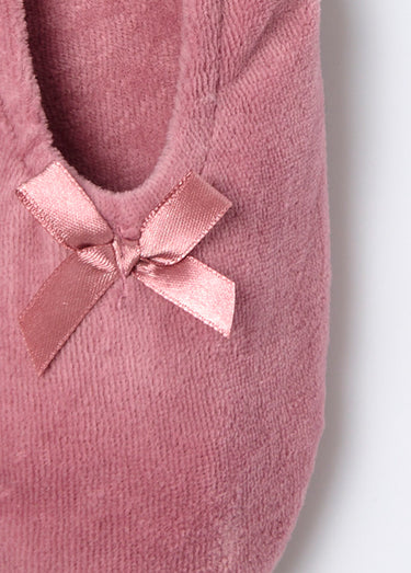 Chaussons ballerines velours élastiqués Rose Fonce