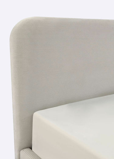 LIVY Lit coffre sommier + tête velours Beige