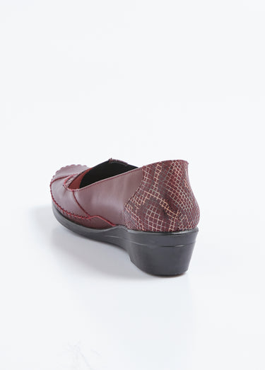 Mocassins élastiqués cuir largeur confort Bordeaux