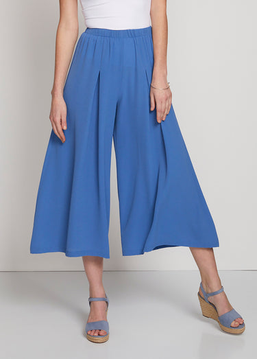 Jupe-pantalon taille élastiquée ample Uni Bleu