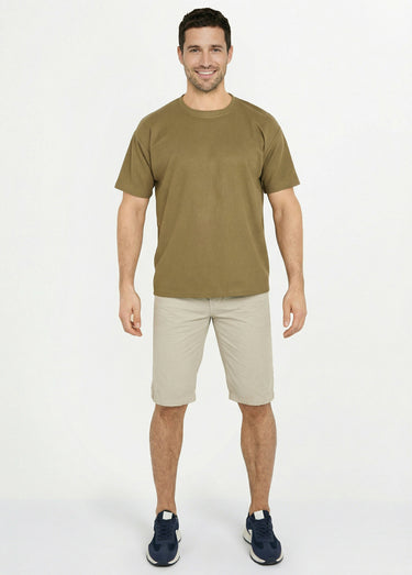 T-shirt maille texturée manches courtes Kaki