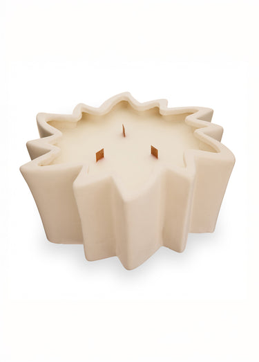 Bougie parfumée 3 mèches, étoile céramique Blanc