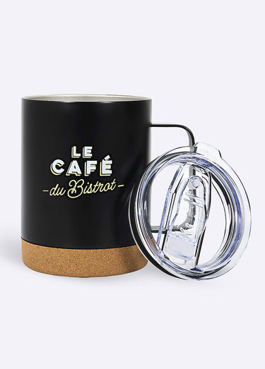 Mug de transport isolant, base liège Noir