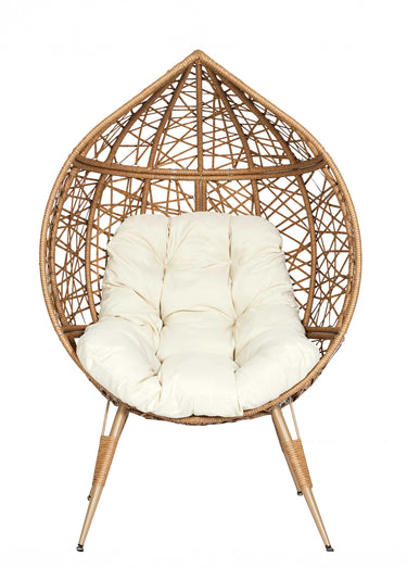Fauteuil en osier avec structure oeuf Beige