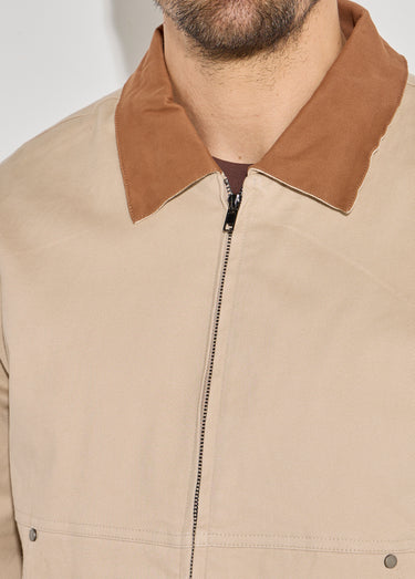 Veste casual zippée en toile coton Camel