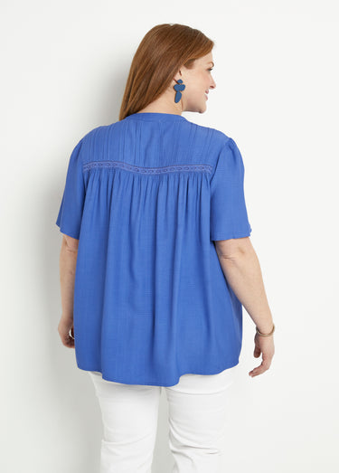 Chemiser boutonné uni ample Bleu