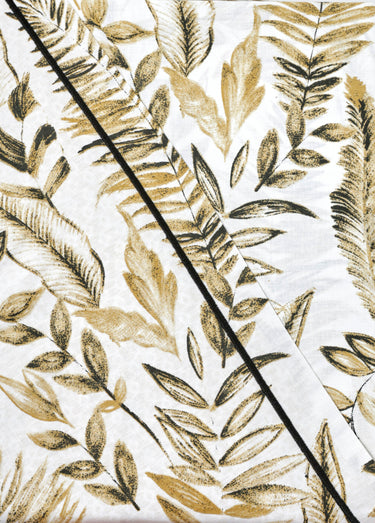 Parure 4 pièces avec drap plat, feuillages Imprime Beige