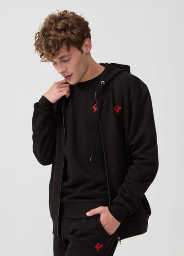 Sweat molletonné zippé à capuche Noir