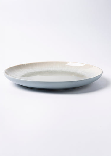 Service de table en grès émaillé 12 pièces, Iris 1 Bleu / Gris