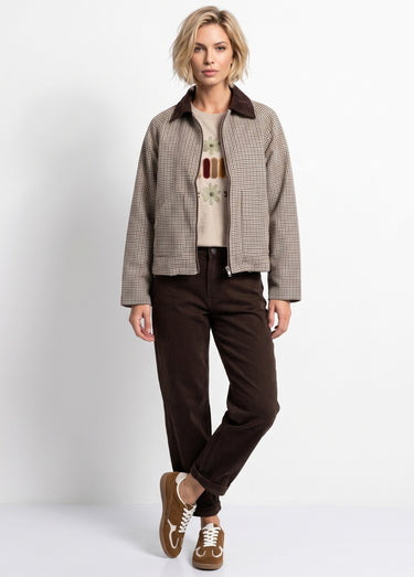 Veste zippée à carreaux et col velours Carreaux Marron