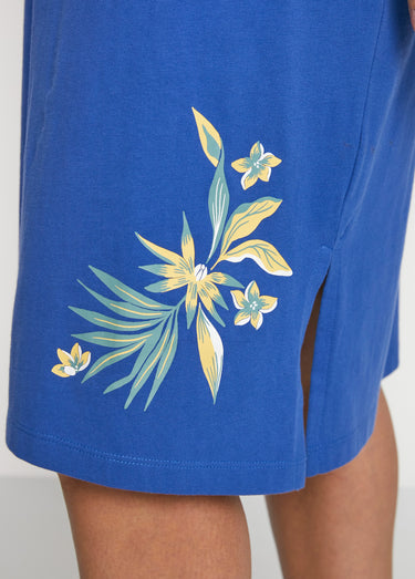 Robe de plage courte coton Bleu