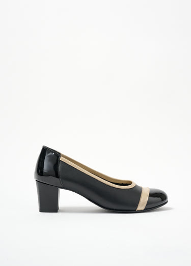 Escarpins à talons largeur confort bi-matière Noir