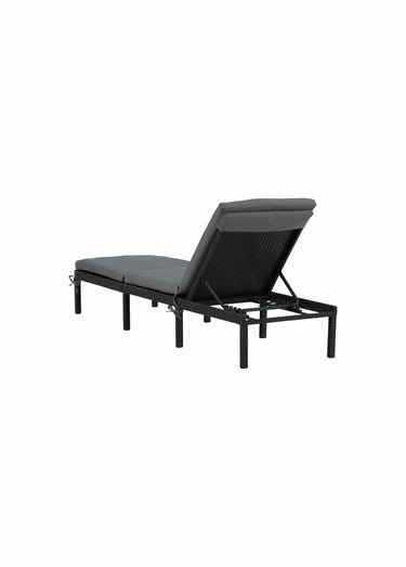 Chaise longue résine tressée + coussin Noir