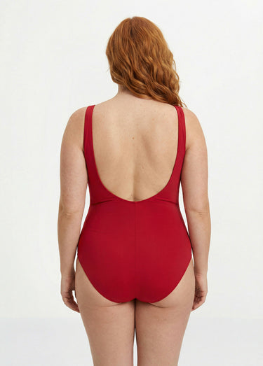 Maillot de bain 1 pièce décolleté V Rouge