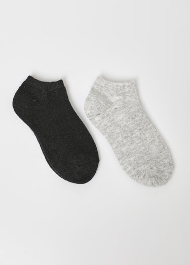 Lot de 2 Socquettes basses avec laine, chaudes Gris