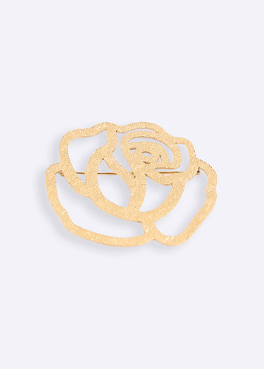 Broche métallisée en forme de fleur Dore