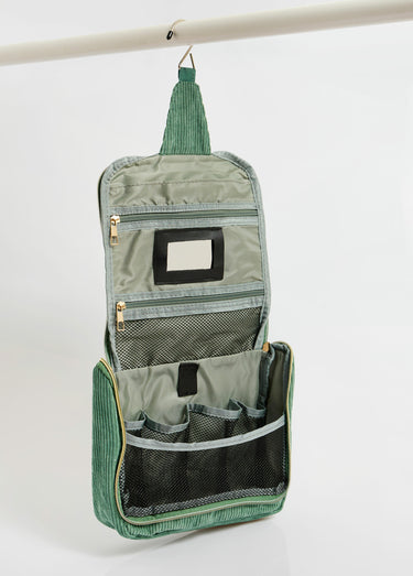 Trousse de toilette à suspendre, velours Vert