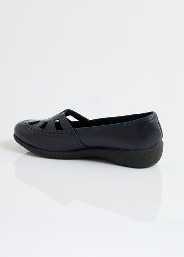 Mocassins cuir largeur confort élastiqué Marine