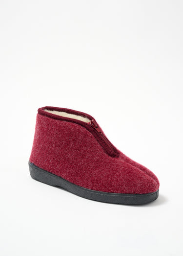 Chaussons montants zippés fourrés largeur confort Bordeaux