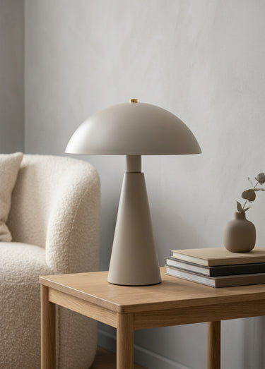 Lampe à poser en métal, pied conique Taupe