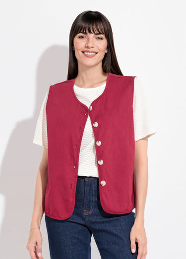 Gilet sans manches col rond en twill Bordeaux