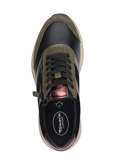 Baskets compensées à lacets, style sportif Vert Olive