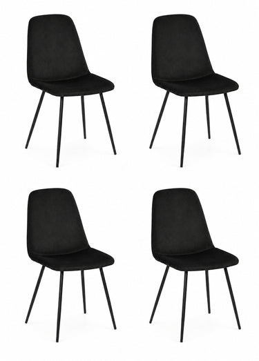 Set 4 Chaises velours cotelé, pieds métal Noir