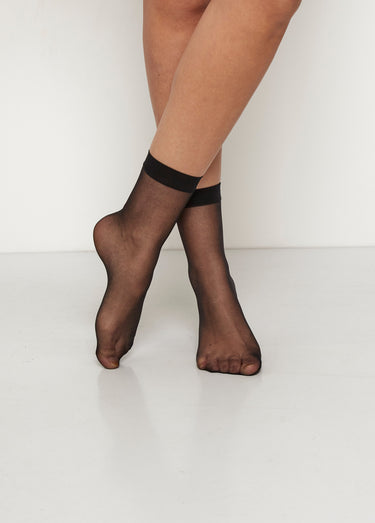 Socquettes en voile, 17 deniers Noir