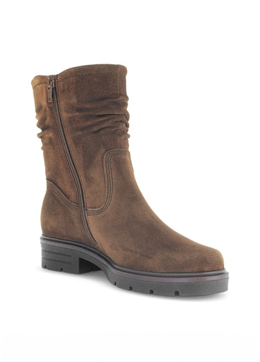 Boots casual en cuir plissé aspect daim Whisky