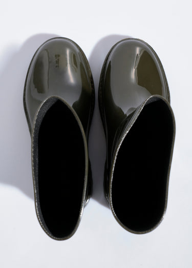 Bottines de pluie unies, semelle crantée Vert