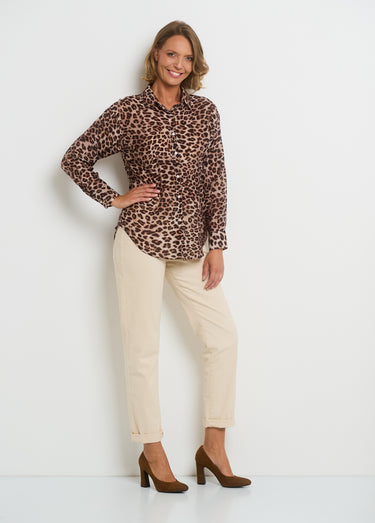 Chemisier boutonné imprimé animalier Leopard