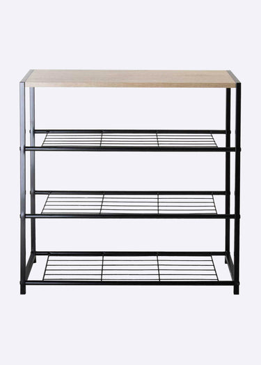 Etagère à chaussures 3 niveaux métal Bois Clair