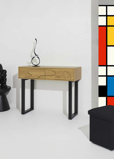Console en bois décor forme abstraite Marron/Noir