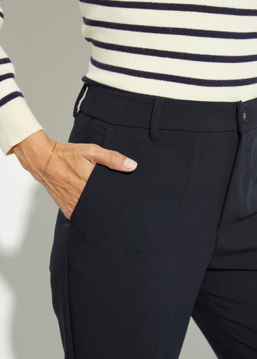 Pantalon cigarette à revers chic Marine