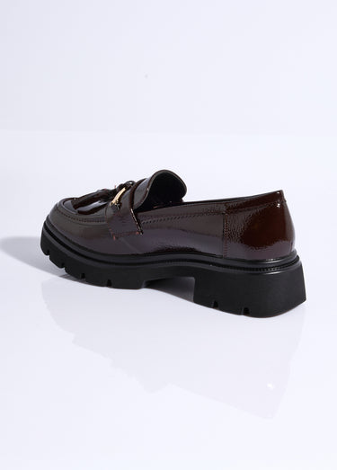 Mocassins vernis à gland, style chunky Vernis Bordeaux