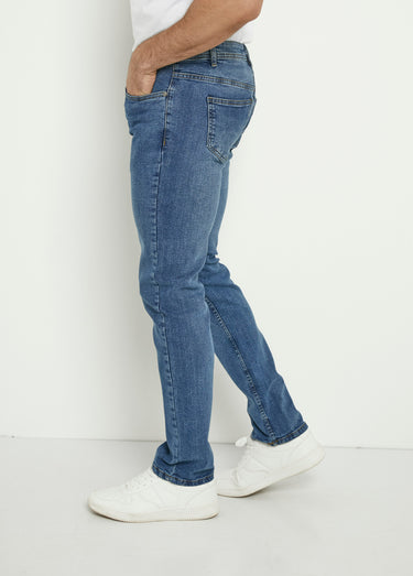 Jean 5 poches coupe droite, extensible Bleu Stone