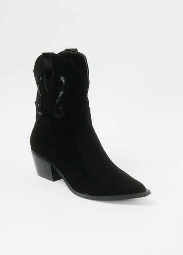 Boots pointues type santiags talon biais Noir