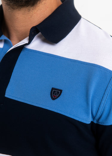 Polo manches courtes rayures contrastées Raye Bleu