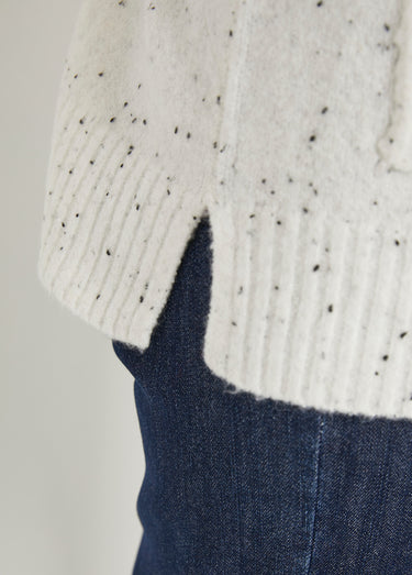 Pull-tunique chaud moucheté col roulé Ecru