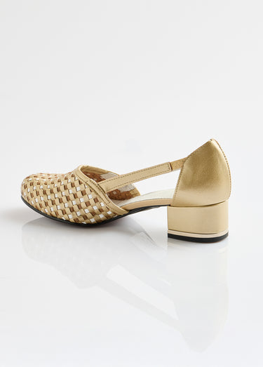 Escarpins à talon cuir Beige/Blanc