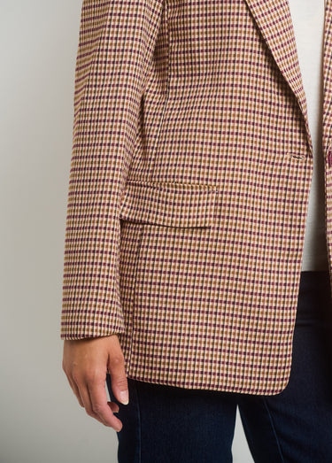 Veste à carreaux 1 bouton style blazer Carreaux Bordeaux