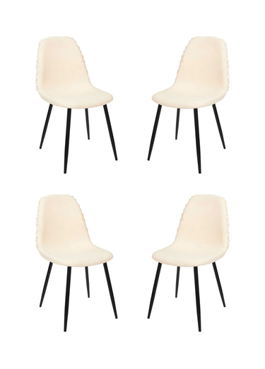 Chaises bouclette avec dossier chevrons Beige/Noir